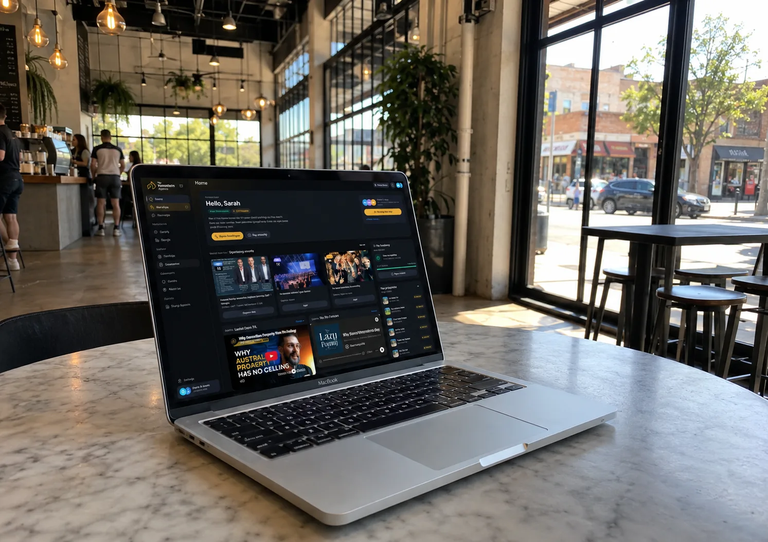 TIA portal shown on a laptop in a cafe